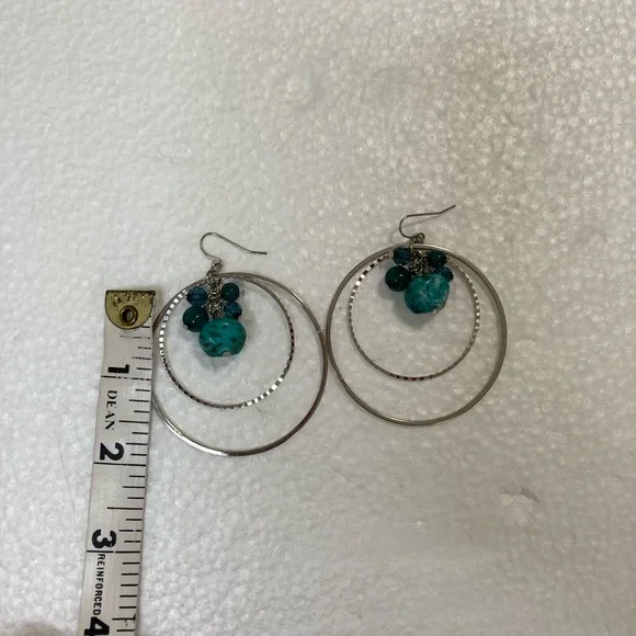 Elegant Silver and Teal Earrings Set ( 2 pairs ) - Picture 11 of 11